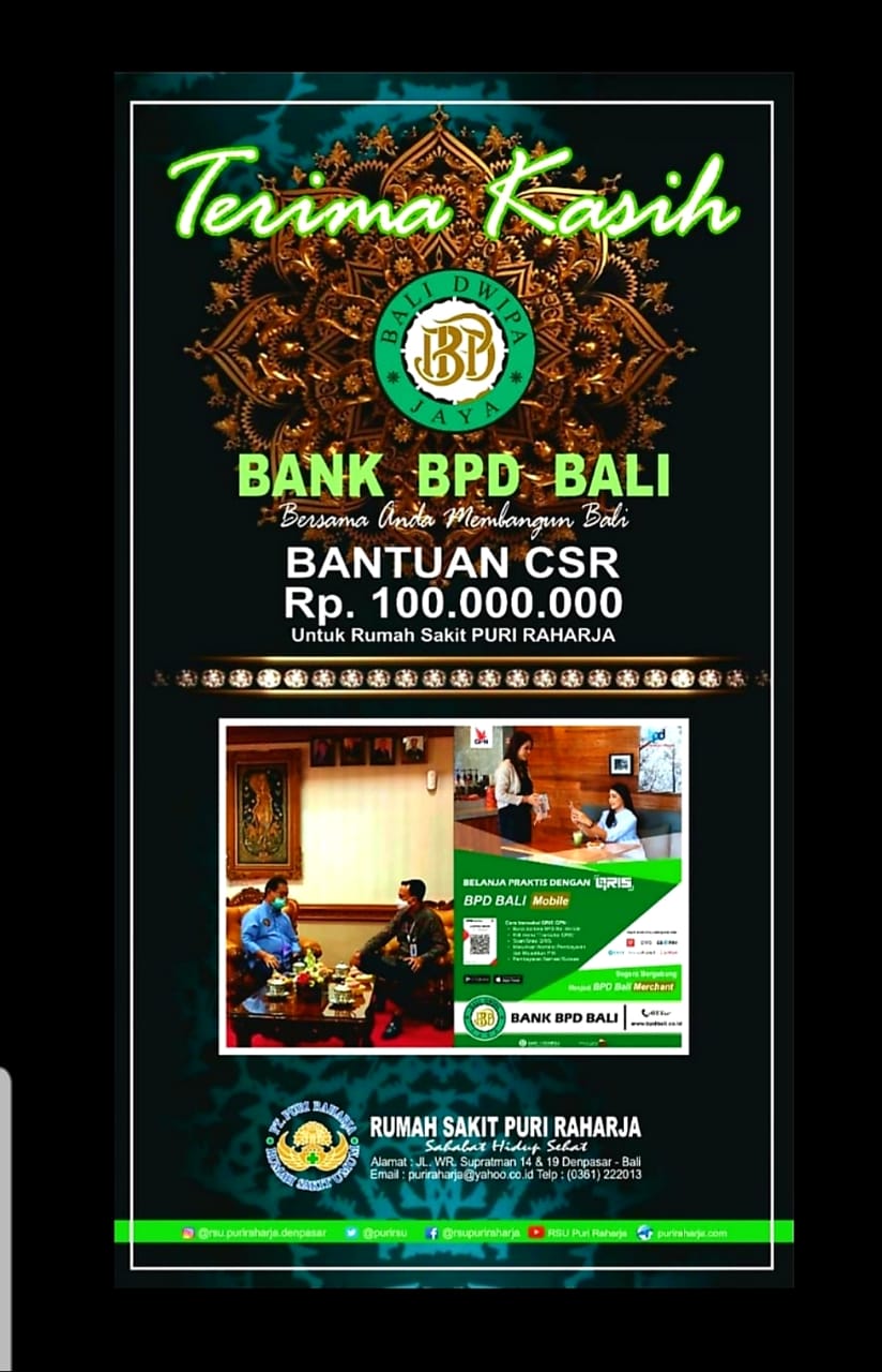 Terima Kasih Bank BPD Bali Atas Bantuan CSR Untuk Rumah Sakit Umum Puri Raharja